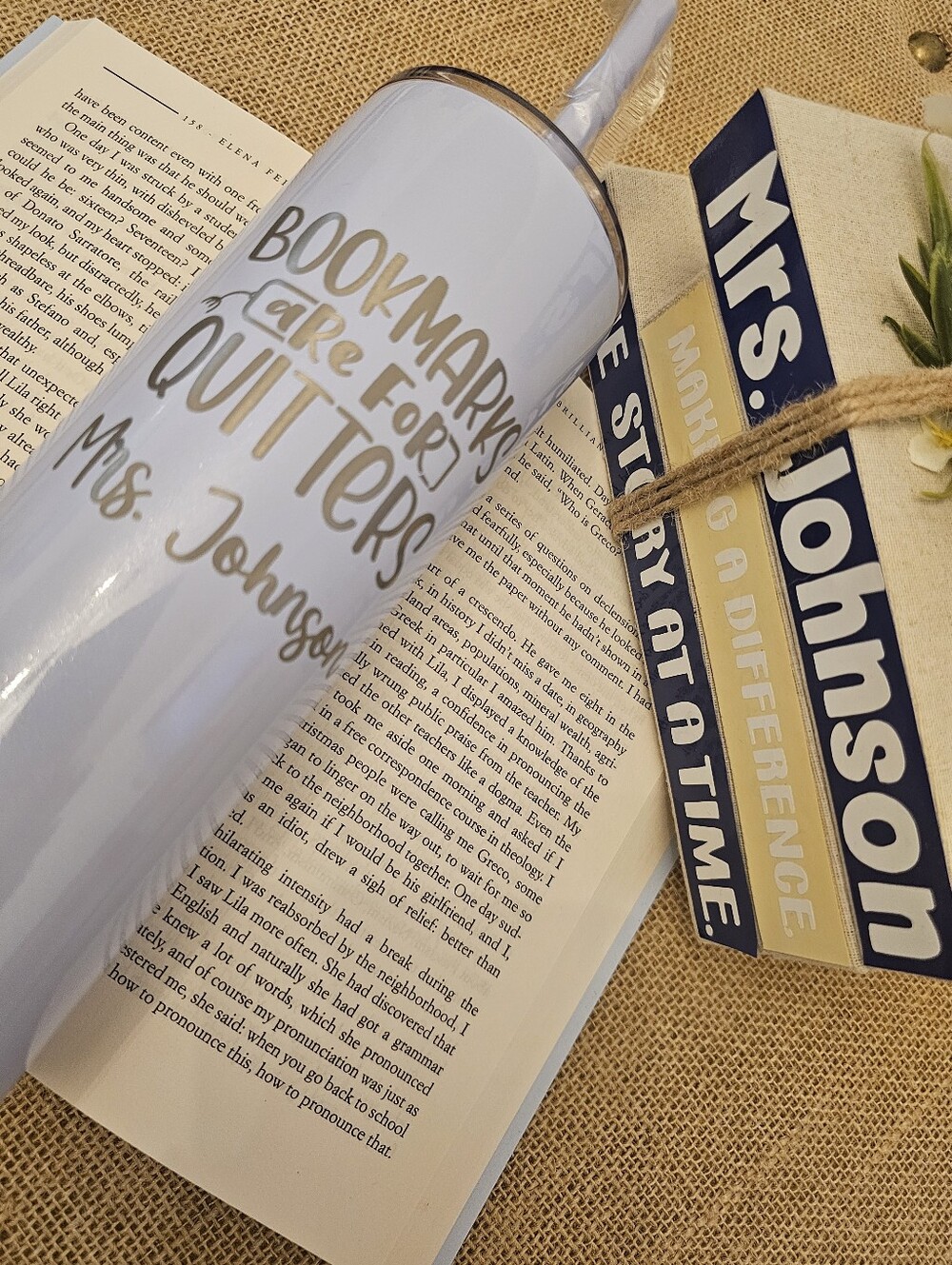 Mrs. Johnson Personalized Gift Bundle - NEW 20 Oz  Maars Tumbler And Book Decor